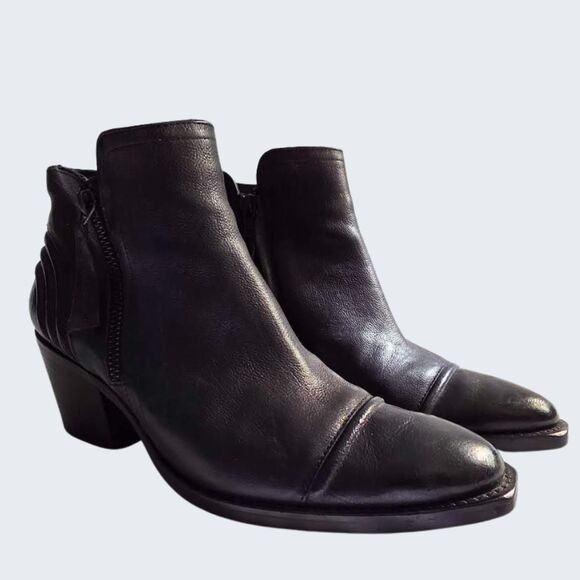 Paul Green Ankle Booties Boots Leather Black Heel Diandra Western 7.5 US / 5 UK - Picture 2 of 11